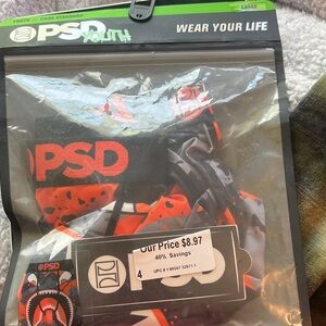 PSD Youth Boxer Briefs - Black & Bright Red Graphic